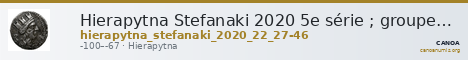 Hierapytna Stefanaki 2020 5e série ; groupes I-II ; émissions 22a-b et 27-46 (catalogue n° 167-168, 182-312) — CANOA