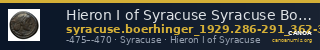 Hieron I of Syracuse Syracuse Boerhinger 1929 286-291_362-370 — CANOA