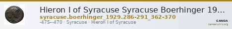Hieron I of Syracuse Syracuse Boerhinger 1929 286-291_362-370 — CANOA
