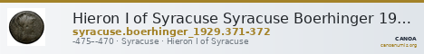 Hieron I of Syracuse Syracuse Boerhinger 1929 371-372 — CANOA