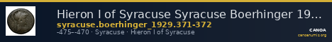 Hieron I of Syracuse Syracuse Boerhinger 1929 371-372 — CANOA