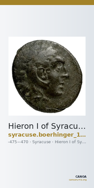 Hieron I of Syracuse Syracuse Boerhinger 1929 373 — CANOA