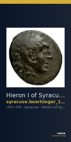 Hieron I of Syracuse Syracuse Boerhinger 1929 373 — CANOA