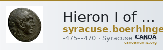 Hieron I of Syracuse Syracuse Boerhinger 1929 373 — CANOA