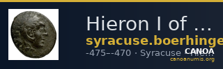 Hieron I of Syracuse Syracuse Boerhinger 1929 373 — CANOA