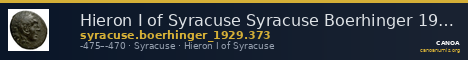 Hieron I of Syracuse Syracuse Boerhinger 1929 373 — CANOA