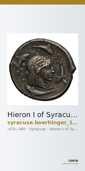 Hieron I of Syracuse Syracuse Boerhinger 1929 379-391 — CANOA