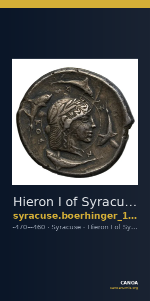 Hieron I of Syracuse Syracuse Boerhinger 1929 379-391 — CANOA