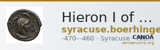 Hieron I of Syracuse Syracuse Boerhinger 1929 379-391 — CANOA