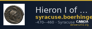 Hieron I of Syracuse Syracuse Boerhinger 1929 379-391 — CANOA