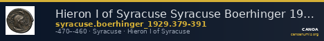 Hieron I of Syracuse Syracuse Boerhinger 1929 379-391 — CANOA