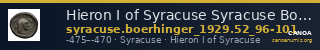 Hieron I of Syracuse Syracuse Boerhinger 1929 52_96-101 — CANOA