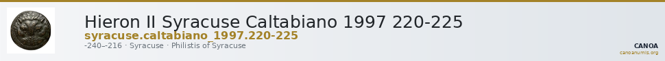 Hieron II Syracuse Caltabiano 1997 220-225 — CANOA