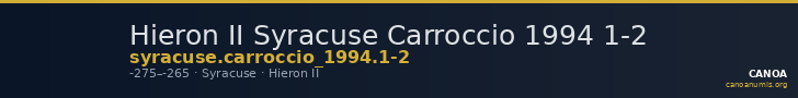 Hieron II Syracuse Carroccio 1994 1-2 — CANOA