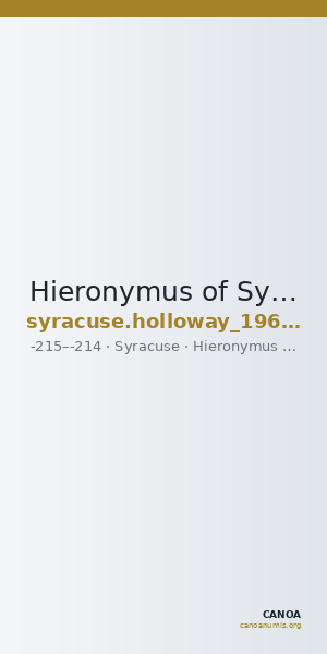 Hieronymus of Syracuse Syracuse Holloway 1969 1 — CANOA