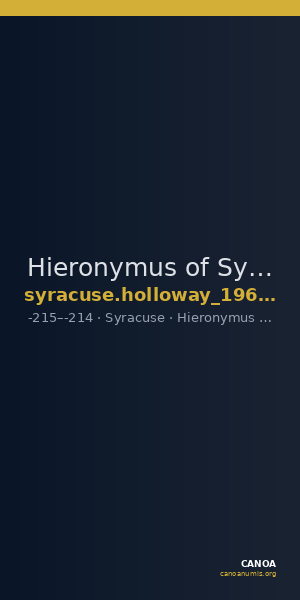 Hieronymus of Syracuse Syracuse Holloway 1969 1 — CANOA