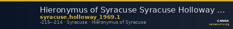 Hieronymus of Syracuse Syracuse Holloway 1969 1 — CANOA