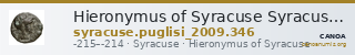 Hieronymus of Syracuse Syracuse Puglisi 2009 346 — CANOA