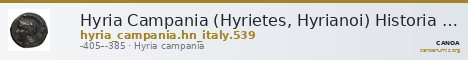 Hyria Campania (Hyrietes, Hyrianoi) Historia Numorum Italy 539 — CANOA