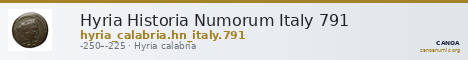 Hyria Historia Numorum Italy 791 — CANOA