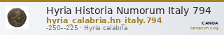 Hyria Historia Numorum Italy 794 — CANOA