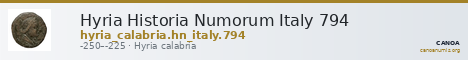 Hyria Historia Numorum Italy 794 — CANOA