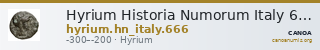 Hyrium Historia Numorum Italy 666 — CANOA