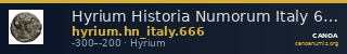 Hyrium Historia Numorum Italy 666 — CANOA