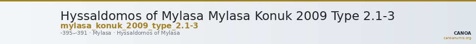 Hyssaldomos of Mylasa Mylasa Konuk 2009 Type 2.1-3 — CANOA