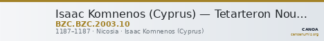 Isaac Komnenos (Cyprus) — Tetarteron Noummion (Nicosia, 1187) — CANOA
