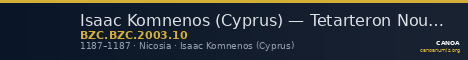 Isaac Komnenos (Cyprus) — Tetarteron Noummion (Nicosia, 1187) — CANOA