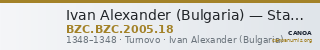 Ivan Alexander (Bulgaria) — Stamenon (Turnovo, 1348) — CANOA