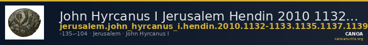 John Hyrcanus I Jerusalem Hendin 2010 1132-1133 and 1135 and 1137 and 1139-1141 — CANOA