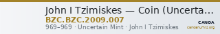 John I Tzimiskes — Coin (Uncertain Value) (Uncertain Mint, 969) — CANOA