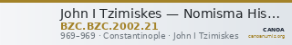 John I Tzimiskes — Nomisma Histamenon (Constantinople, 969) — CANOA