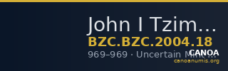 John I Tzimiskes — Solidus (Uncertain Mint, 969) — CANOA