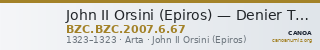 John II Orsini (Epiros) — Denier Tournois (Arta, 1323) — CANOA