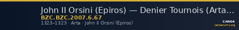 John II Orsini (Epiros) — Denier Tournois (Arta, 1323) — CANOA