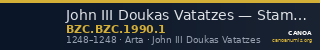 John III Doukas Vatatzes — Stamenon (Arta, 1248) — CANOA