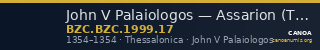 John V Palaiologos — Assarion (Thessalonike, 1354) — CANOA