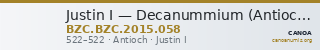 Justin I — Decanummium (Antioch, 522) — CANOA