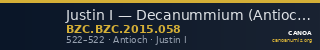 Justin I — Decanummium (Antioch, 522) — CANOA