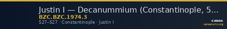 Justin I — Decanummium (Constantinople, 527) — CANOA
