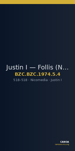 Justin I — Follis (Nikomedeia, 518) — CANOA