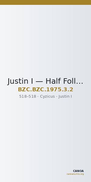 Justin I — Half Follis (Kyzikos, 518) — CANOA