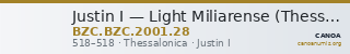 Justin I — Light Miliarense (Thessalonike, 518) — CANOA