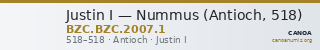 Justin I — Nummus (Antioch, 518) — CANOA