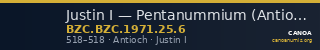Justin I — Pentanummium (Antioch, 518) — CANOA