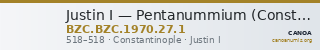 Justin I — Pentanummium (Constantinople, 518) — CANOA