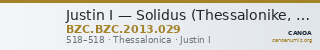 Justin I — Solidus (Thessalonike, 518) — CANOA